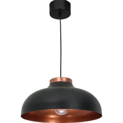 Wohnzimmerlampen|Metall Lampen*Luminex Hängelampe in Schwarz Kupfer E27 Metall Ø 40 cm