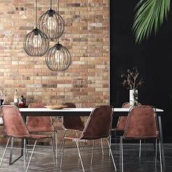 Lamkur Hängelampe KARNA Metall Draht Schwarz 3-flammig verstellbar< Hängelampen|Bürolampen