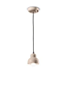 Ferroluce Hängelampe Keramik E14 Ø 11 cm H: max. 132 cm Sandgrau< Wohnzimmerlampen|Keramiklampen