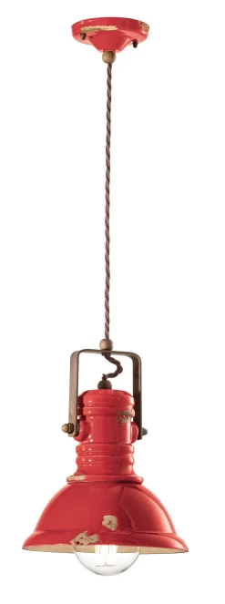 Wohnzimmerlampen|Keramiklampen*Ferroluce Hängelampe Keramik E27 D: 23 cm H: max. 150 cm Rot