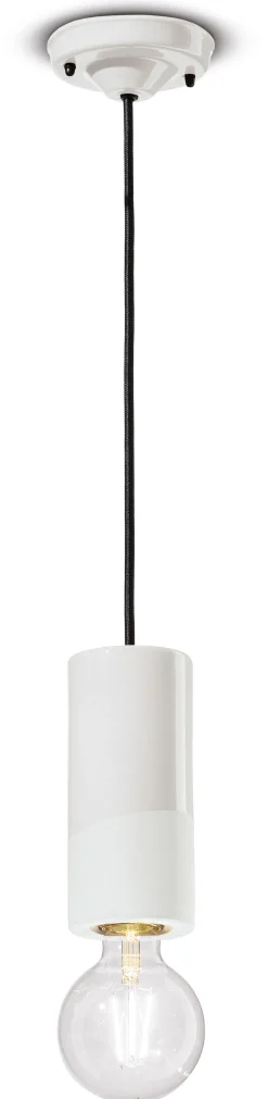 Wohnzimmerlampen|Esszimmer Lampen*Ferroluce Hängelampe Keramik E27 D: 8 cm Weiß rund Retro Design