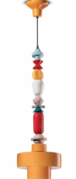 Wohnzimmerlampen|Keramiklampen*Ferroluce Hängelampe Keramik E27 Gelb Bunt Retro Ø 28 cm