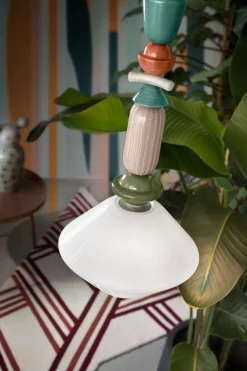 Ferroluce Hängelampe Keramik Glas Ecru Bunt E27 Retro SILVIA< Wohnzimmerlampen|Glaslampen