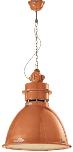 Wohnzimmerlampen|Keramiklampen*Ferroluce Hängelampe Keramik H: max. 140 cm Orange Shabby Antik