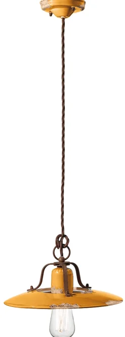 Wohnzimmerlampen|Keramiklampen*Ferroluce Hängelampe Keramik Metall E27 D: 30 cm rund Industrial