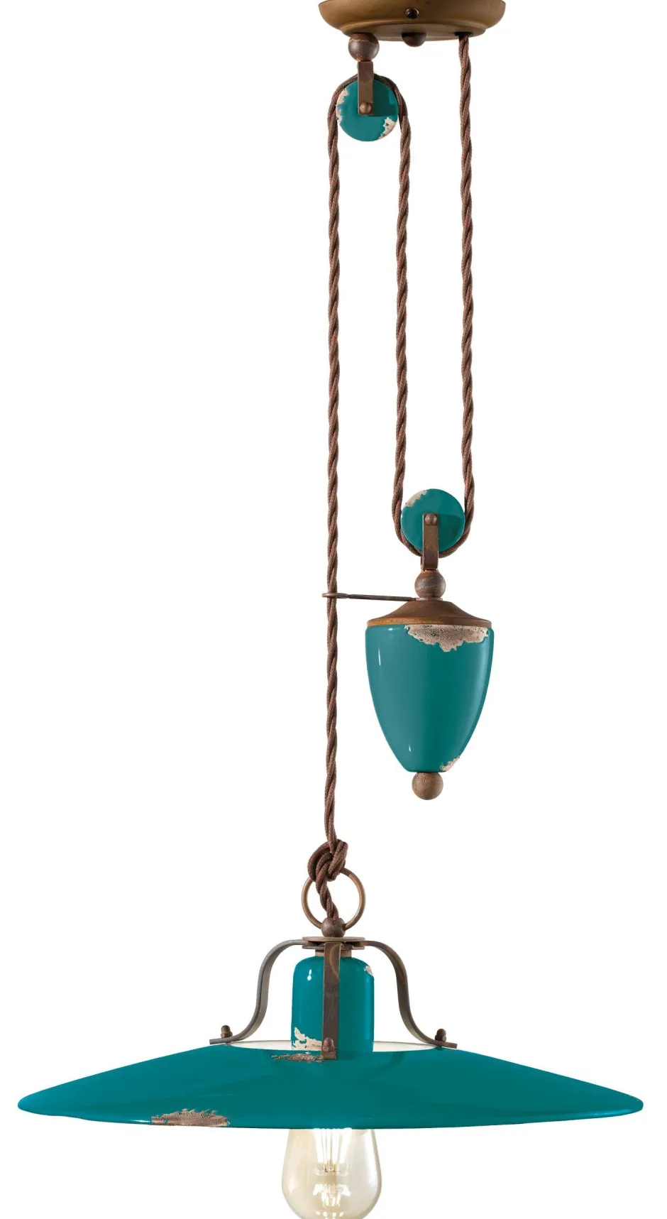 Ferroluce Hängelampe Keramik Metall E27 verstellbar Vintage< Wohnzimmerlampen|Keramiklampen