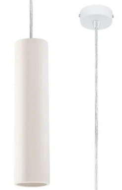 Sollux Hängelampe Keramik Weiß Ø 7,5 cm schmal bemalbar GU10< Wohnzimmerlampen|Keramiklampen