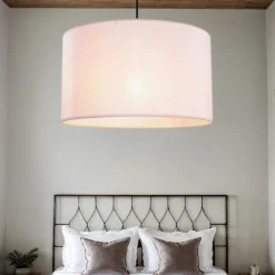 Kinderzimmerlampen|Kinderlampen*TK Lighting Hängelampe Kinder Baby Rosa Ø 40 cm rund Stoffschirm