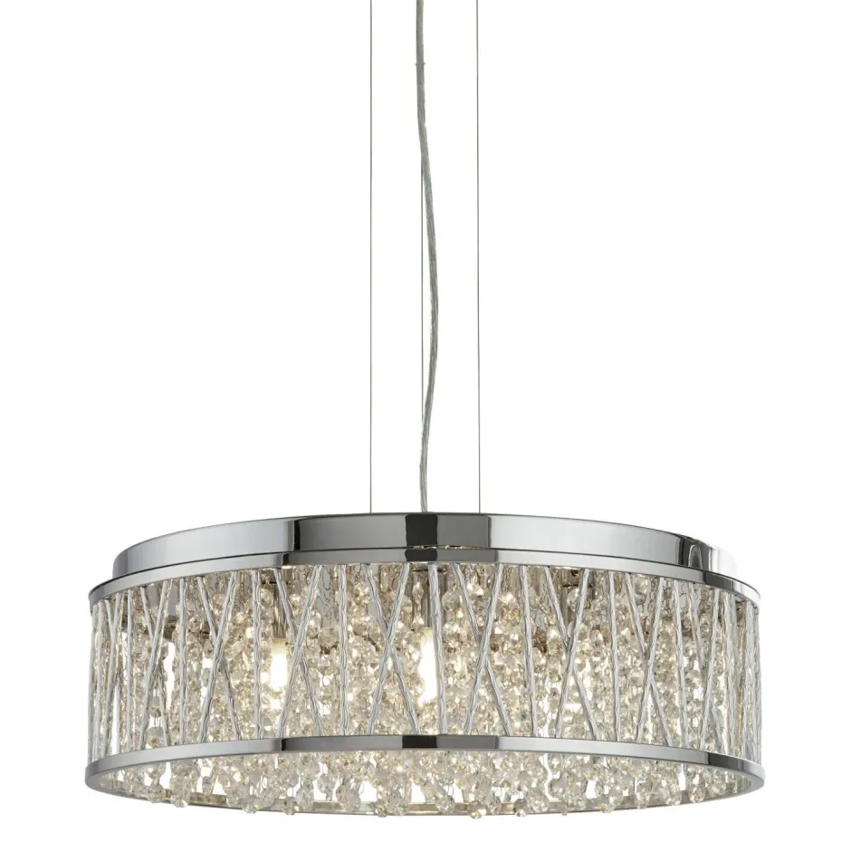 Hängelampen|Wohnzimmerlampen*Searchlight Hängelampe Kristall Ø 48 cm H: max. 135 cm verstellbar 7x G9