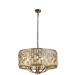 Searchlight Hängelampe Kristall Ø 64 cm rund Messing Antik Creme 8x E14< Hängelampen|Esszimmer Lampen