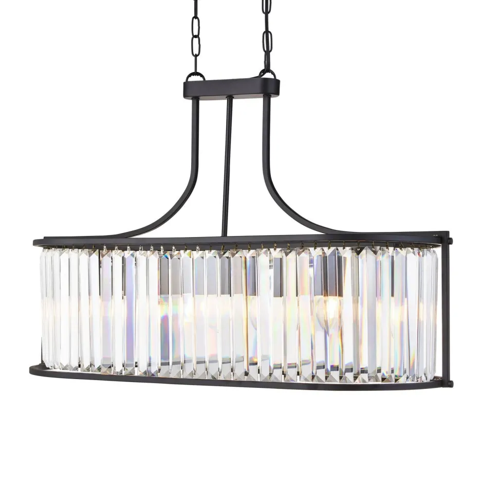 Searchlight Hängelampe Kristall 78 cm lang 5x E14 Metall Glas< Hängelampen|Wohnzimmerlampen