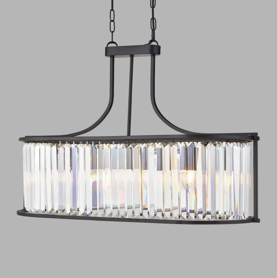 Searchlight Hängelampe Kristall 78 cm lang 5x E14 Metall Glas< Hängelampen|Wohnzimmerlampen