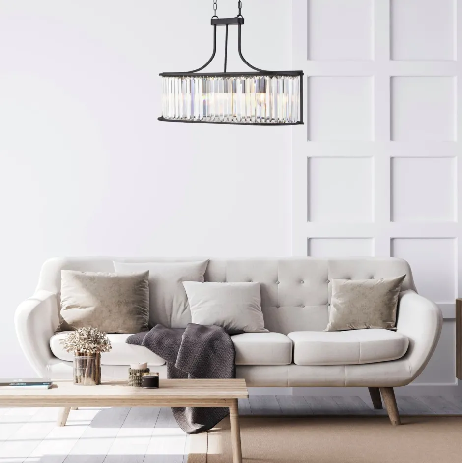 Searchlight Hängelampe Kristall 78 cm lang 5x E14 Metall Glas< Hängelampen|Wohnzimmerlampen