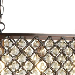 Hängelampen|Wohnzimmerlampen*Searchlight Hängelampe Kristall B: 60 cm 3x E14 in Kupfer antik