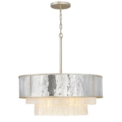 Hängelampen|Schlafzimmer Lampen*Elstead Hängelampe Kristall Edelstahl Ø 66 cm H: max. 386,2 cm rund