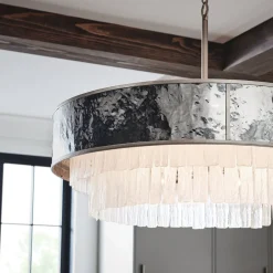 Hängelampen|Schlafzimmer Lampen*Elstead Hängelampe Kristall Edelstahl Ø 66 cm H: max. 386,2 cm rund