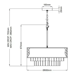 Hängelampen|Schlafzimmer Lampen*Elstead Hängelampe Kristall Edelstahl Ø 66 cm H: max. 386,2 cm rund