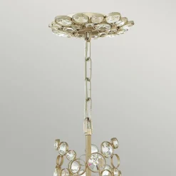 Hängelampen|Wohnzimmerlampen*Elstead Hängelampe Kristall Metall in Blattsilber verstellbar