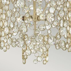 Hängelampen|Wohnzimmerlampen*Elstead Hängelampe Kristall Metall in Blattsilber verstellbar