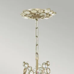 Hängelampen|Wohnzimmerlampen*Elstead Hängelampe Kristall Metall in Blattsilber THYMI