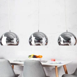 Invicta Interior Hängelampe Kugel Chrom Esszimmer Lampe 3-flammig< Hängelampen|Esszimmer Lampen
