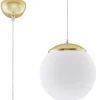 Sollux Hängelampe Kugelschirm Ø 20 cm Weiß Gold Glas Metall E27< Hängelampen|Kugellampen