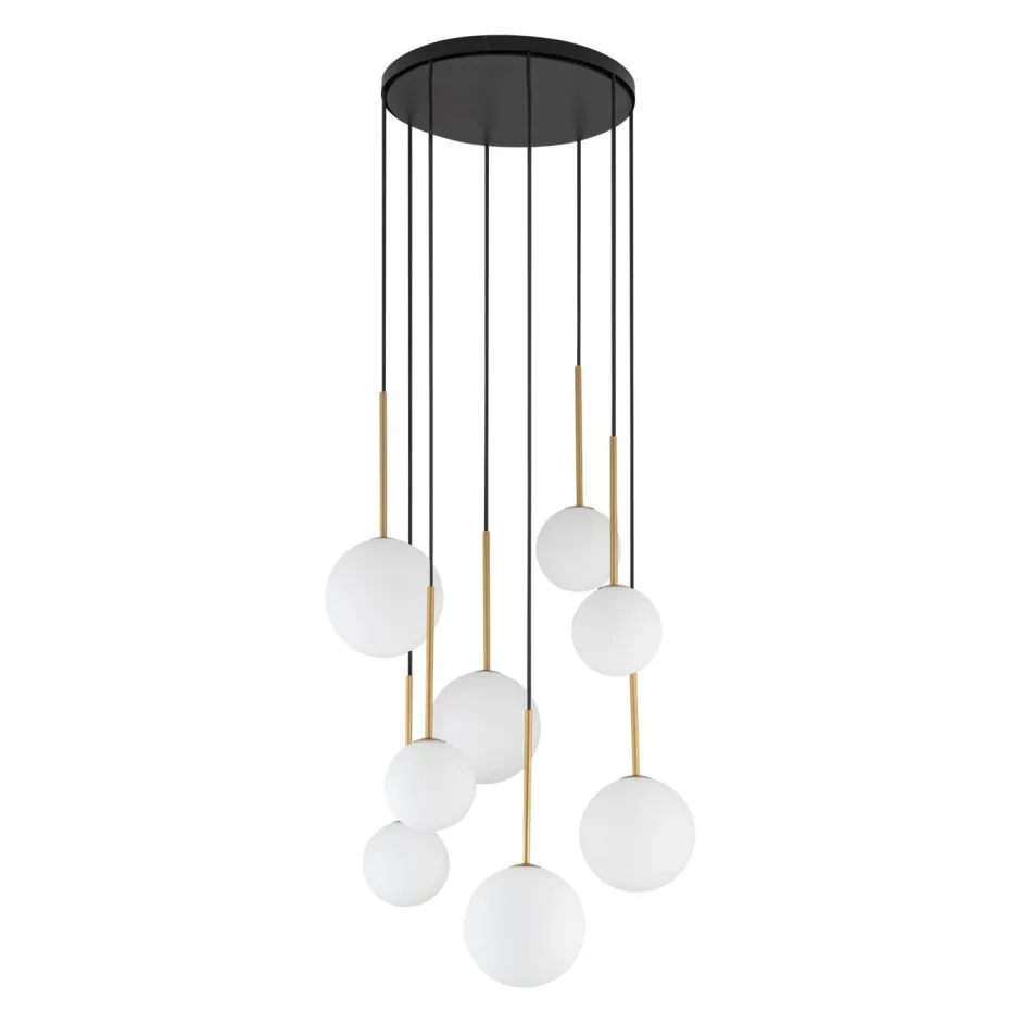 Bürolampen|Kugellampen*Nowodvorski Hängelampe Kugelschirm Schwarz Weiß Gold 8x G9 Glas