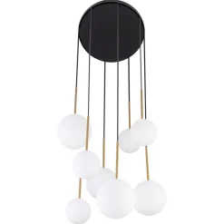 Bürolampen|Kugellampen*Nowodvorski Hängelampe Kugelschirm Schwarz Weiß Gold 8x G9 Glas