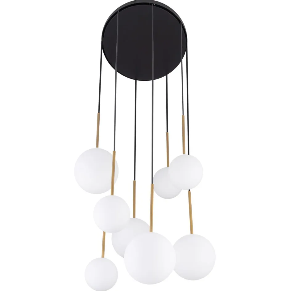 Bürolampen|Kugellampen*Nowodvorski Hängelampe Kugelschirm Schwarz Weiß Gold 8x G9 Glas
