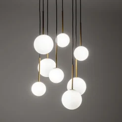 Bürolampen|Kugellampen*Nowodvorski Hängelampe Kugelschirm Schwarz Weiß Gold 8x G9 Glas