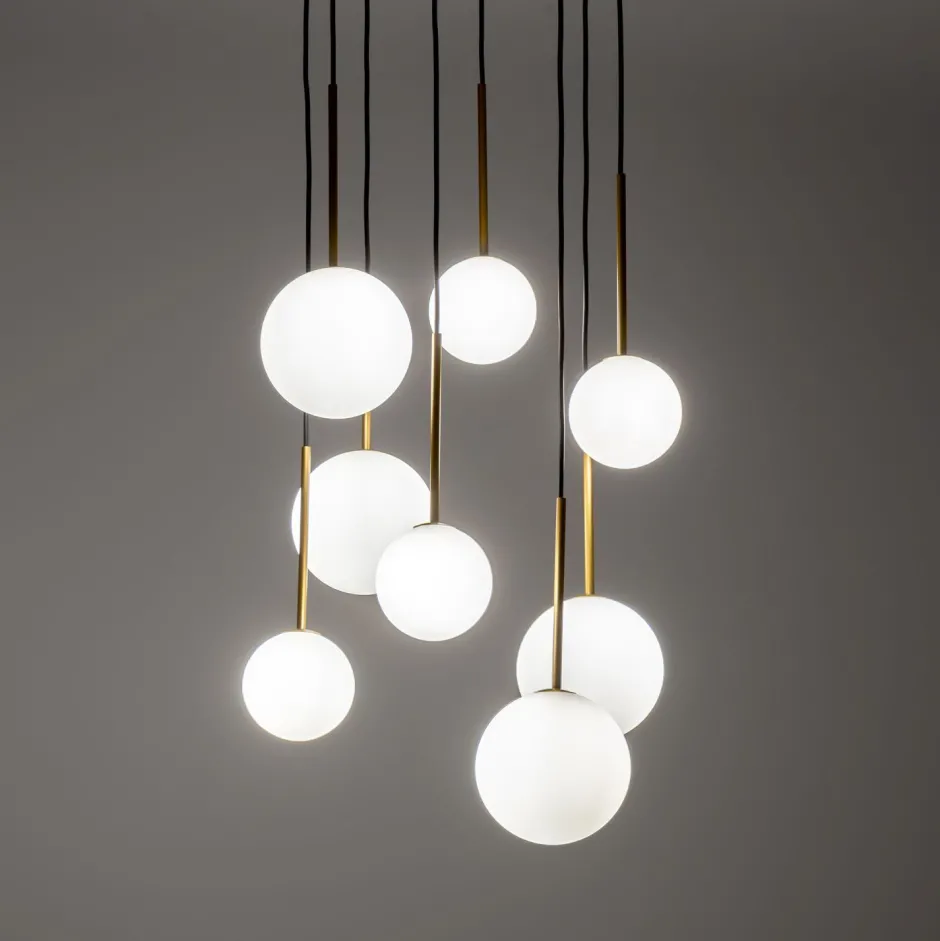 Bürolampen|Kugellampen*Nowodvorski Hängelampe Kugelschirm Schwarz Weiß Gold 8x G9 Glas