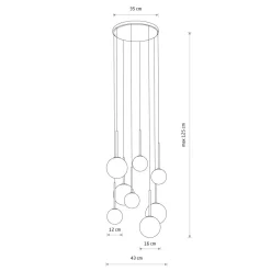 Bürolampen|Kugellampen*Nowodvorski Hängelampe Kugelschirm Schwarz Weiß Gold 8x G9 Glas