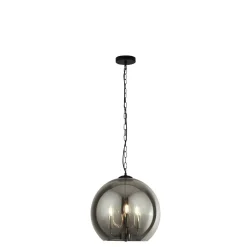 Hängelampen|Esszimmer Lampen*Searchlight Hängelampe Kugelschirm Schwarz Rauchgrau E14 D: 35 cm