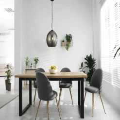 Hängelampen|Esszimmer Lampen*Searchlight Hängelampe Kugelschirm Schwarz Rauchgrau E14 D: 35 cm