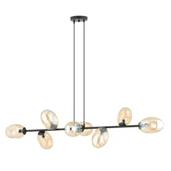 Emibig Hängelampe lang 140 cm 8x E14 Glas Metall dekorativ< Hängelampen|Bürolampen