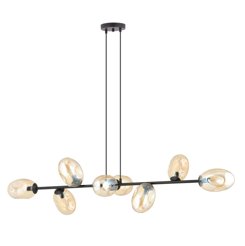 Emibig Hängelampe lang 140 cm 8x E14 Glas Metall dekorativ< Hängelampen|Bürolampen