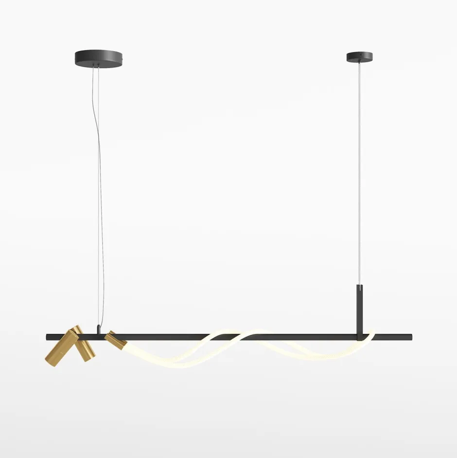 Hängelampen|Led Lampen*Maytoni Hängelampe LED Aluminium in Schwarz Gold länglich YARA