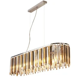 Searchlight Hängelampe länglich B: 100 cm E14 Kristall Metall Jugendstil< Wohnzimmerlampen|Glaslampen