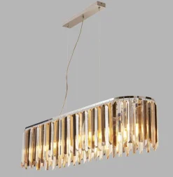 Searchlight Hängelampe länglich B: 100 cm E14 Kristall Metall Jugendstil< Wohnzimmerlampen|Glaslampen