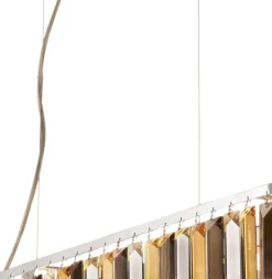 Searchlight Hängelampe länglich B: 100 cm E14 Kristall Metall Jugendstil< Wohnzimmerlampen|Glaslampen