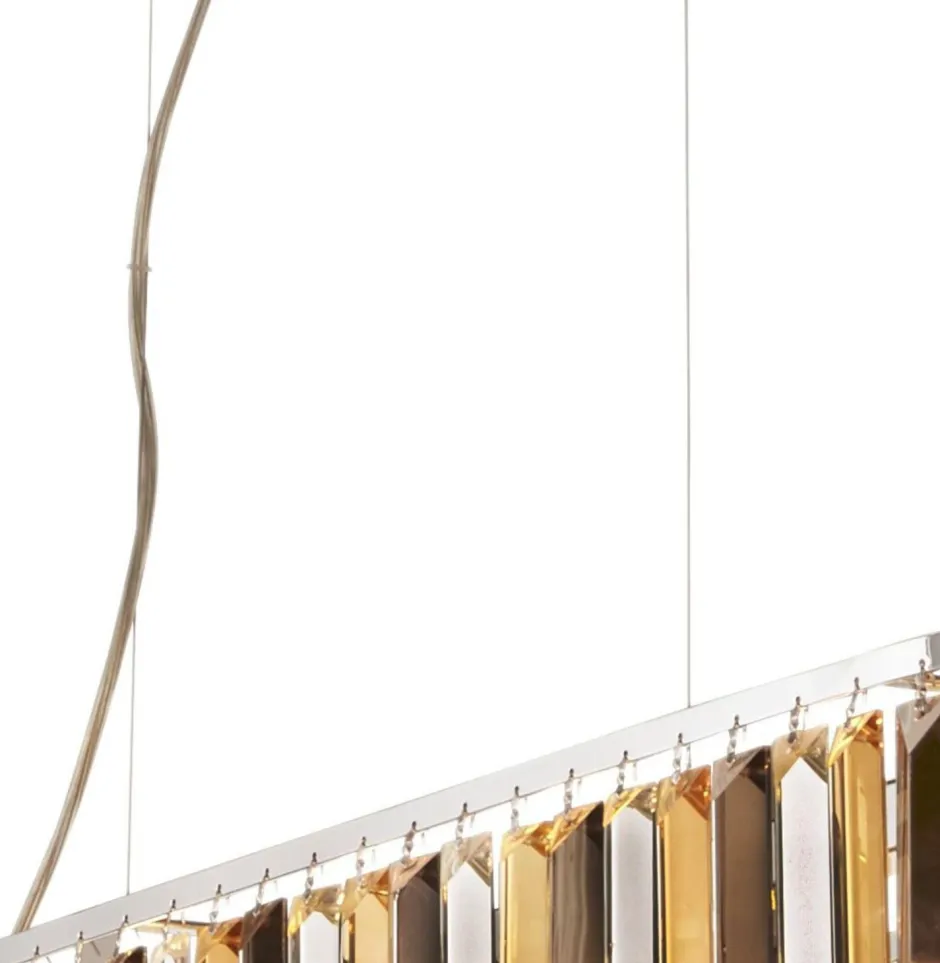 Searchlight Hängelampe länglich B: 100 cm E14 Kristall Metall Jugendstil< Wohnzimmerlampen|Glaslampen