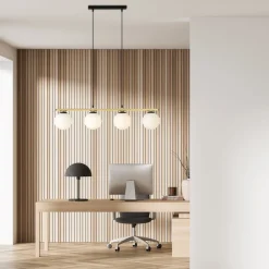 Emibig Hängelampe länglich Kugelschirm verstellbar 4x E14< Hängelampen|Küchenlampen