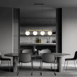 Emibig Hängelampe länglich Kugelschirm verstellbar 4x E14< Hängelampen|Küchenlampen