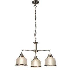 Hängelampen|Esszimmer Lampen*Searchlight Hängelampe Messing antik Klar Ø 56 cm Metall Glas 3x E27