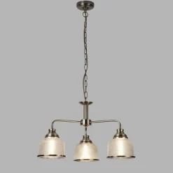 Hängelampen|Esszimmer Lampen*Searchlight Hängelampe Messing antik Klar Ø 56 cm Metall Glas 3x E27