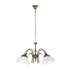 Giovanni Battista Hängelampe Messing Keramik in Weiß Bronze Antik 5x E27< Feuchtraumleuchten|Küchenlampen