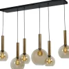 Masterlight Hängelampe Messing Schwarz Rauch 6-flammig Esstisch< Kugellampen|Glaslampen
