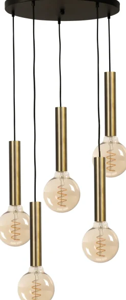 Wohnzimmerlampen|Esszimmer Lampen*Masterlight Hängelampe Messing Schwarz 5-flammig Metall verstellbar