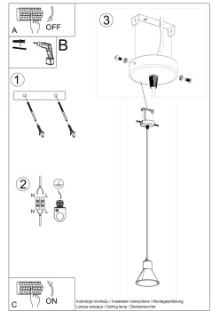 Hängelampen|Wohnzimmerlampen*Sollux Hängelampe Metall Ø 14 cm Weiß ES111 Retro Design