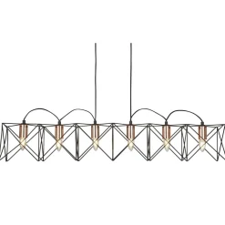 Searchlight Hängelampe Metall 110 cm lang H: max. 145 cm Schwarz Kupfer< Hängelampen|Wohnzimmerlampen